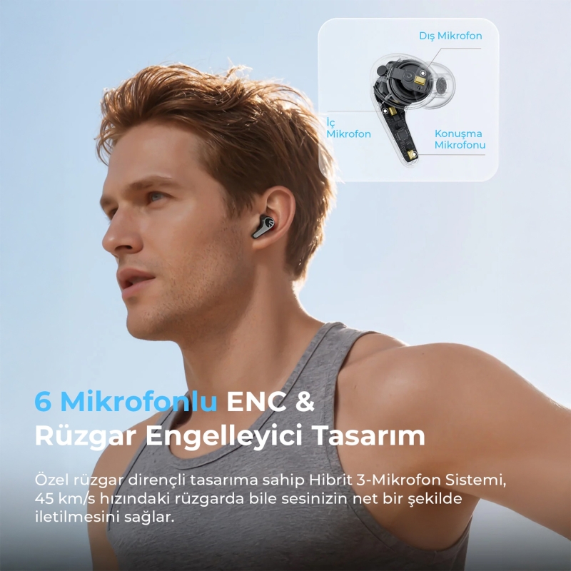 Soundpeats C30 Hybrid ANC Hi-Res LDAC TWS Bluetooth 6.0 Kablosuz Kulak içi Kulaklık Siyah - 8