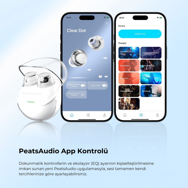 Soundpeats Clear Dot ENC TWS Kablosuz Bluetooth Kulaklık Beyaz - 8