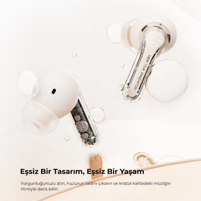 Soundpeats Clear ENC TWS Bluetooth 5.3 Kulak içi Kablosuz Kulaklık Bej - 3