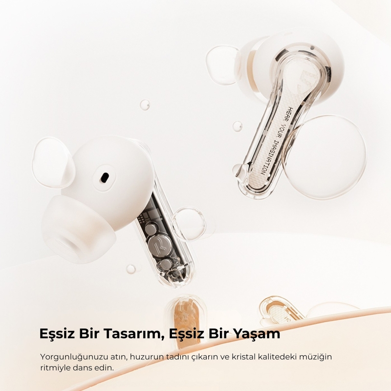 Soundpeats Clear ENC TWS Bluetooth 5.3 Kulak içi Kablosuz Kulaklık Bej - 3
