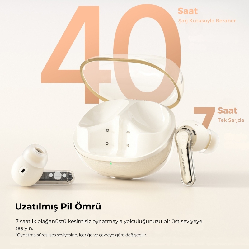 Soundpeats Clear ENC TWS Bluetooth 5.3 Kulak içi Kablosuz Kulaklık Bej - 8