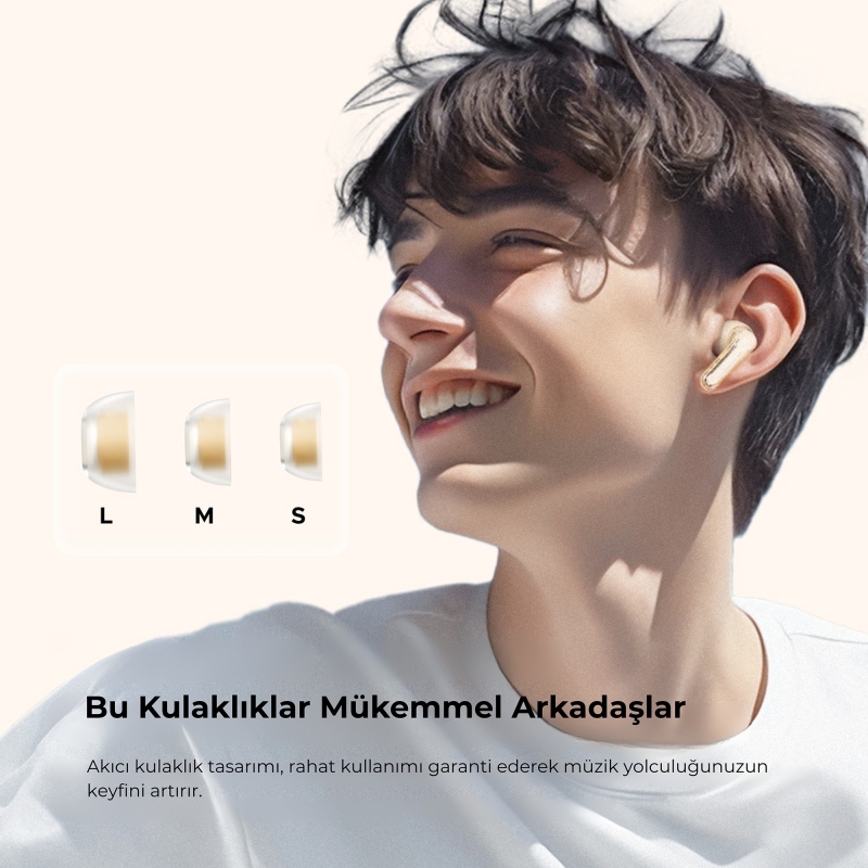Soundpeats Clear ENC TWS Bluetooth 5.3 Kulak içi Kablosuz Kulaklık Bej - 5