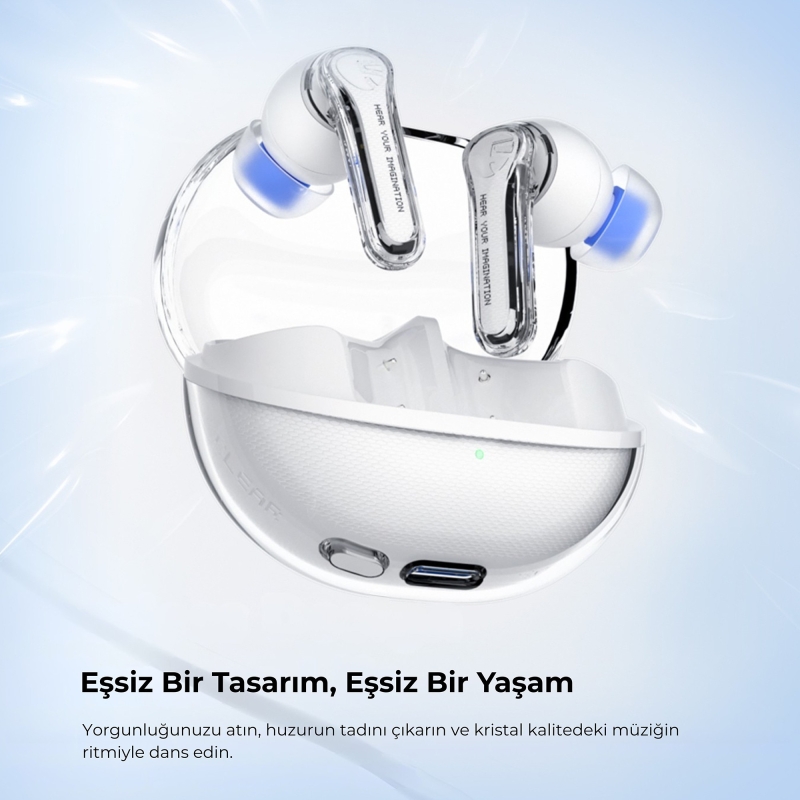 Soundpeats Clear ENC TWS Bluetooth 5.3 Kulak içi Kablosuz Kulaklık Beyaz - 2