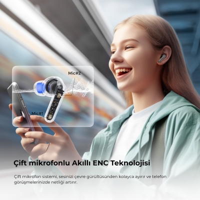 Soundpeats Clear ENC TWS Bluetooth 5.3 Kulak içi Kablosuz Kulaklık Siyah - 5