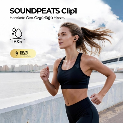 Soundpeats Clip1 Hi-Res LDAC Open-Ear ENC OWS Bluetooth 5.4 Kablosuz Kulaklık Siyah - 7