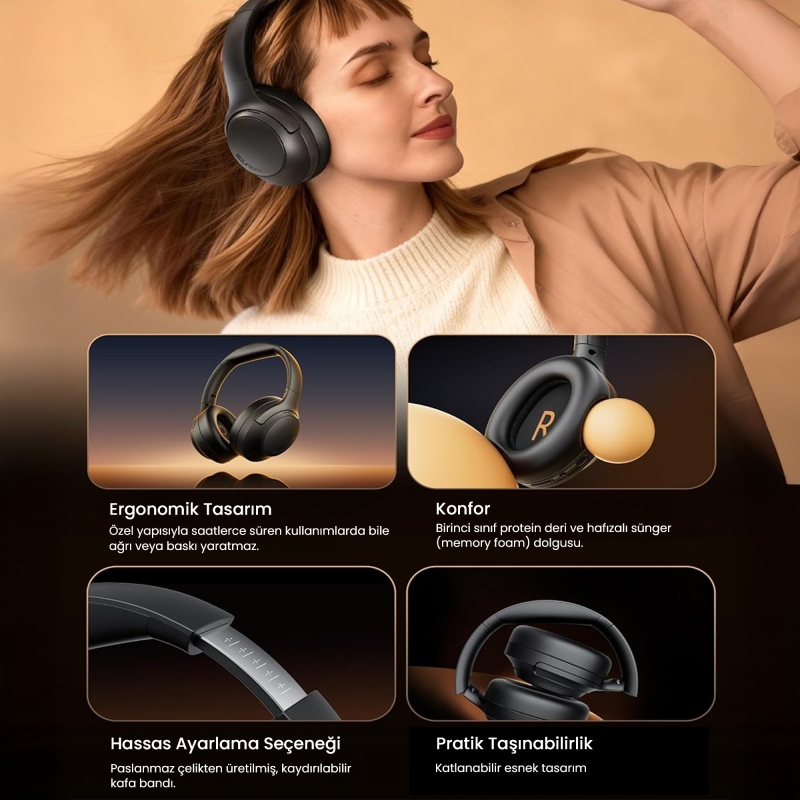 Soundpeats Cove Pro Hi-Res LDAC Bluetooth 6.0 Kablosuz Kulak Üstü Kulaklık Siyah - 3