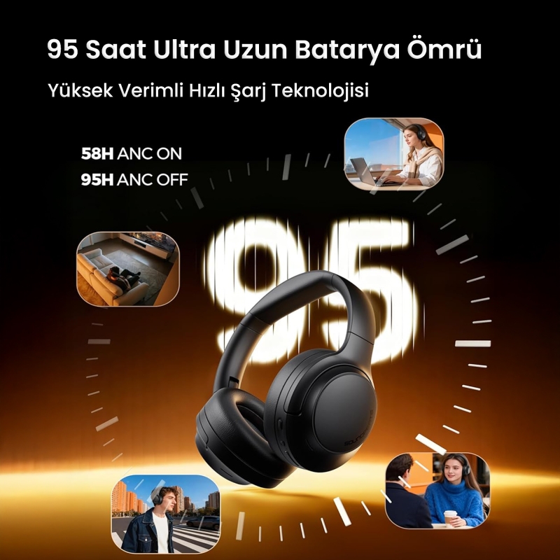 Soundpeats Cove Pro Hi-Res LDAC Bluetooth 6.0 Kablosuz Kulak Üstü Kulaklık Siyah - 5