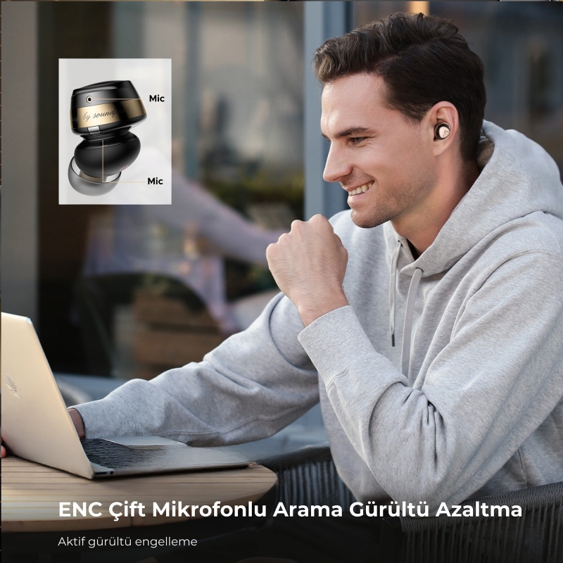 Soundpeats Opera05 Hi-Res LDAC ANC Kulak içi Kablosuz Bluetooth Kulaklık Siyah - 8