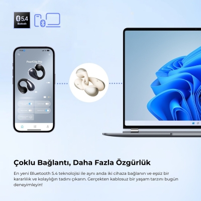 Soundpeats PearlClip Pro Hi-Res LDAC ENC OWS Kablosuz Bluetooth 6.0 Kulaklık Bej - 7