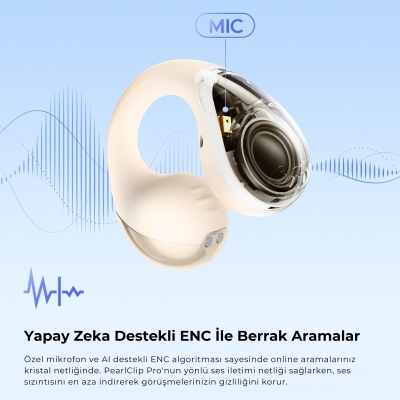 Soundpeats PearlClip Pro Hi-Res LDAC ENC OWS Kablosuz Bluetooth 6.0 Kulaklık Bej - 2