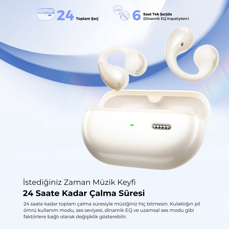 Soundpeats PearlClip Pro Hi-Res LDAC ENC OWS Kablosuz Bluetooth 6.0 Kulaklık Bej - 6