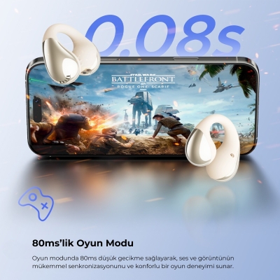 Soundpeats PearlClip Pro Hi-Res LDAC ENC OWS Kablosuz Bluetooth 6.0 Kulaklık Bej - 8