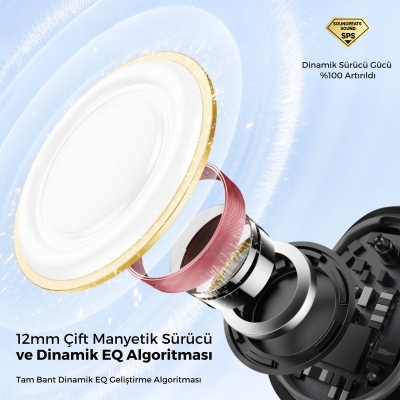 Soundpeats PearlClip Pro Hi-Res LDAC ENC OWS Kablosuz Bluetooth 6.0 Kulaklık Bej - 3