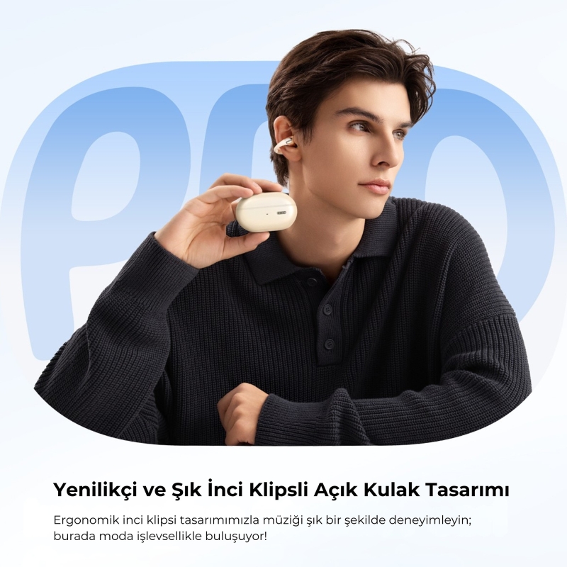 Soundpeats PearlClip Pro Hi-Res LDAC ENC OWS Kablosuz Bluetooth 6.0 Kulaklık Bej - 9