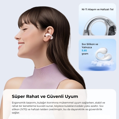 Soundpeats PearlClip Pro Hi-Res LDAC ENC OWS Kablosuz Bluetooth 6.0 Kulaklık Beyaz - 5