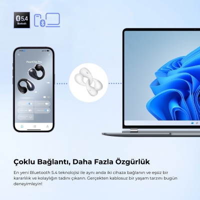 Soundpeats PearlClip Pro Hi-Res LDAC ENC OWS Kablosuz Bluetooth 6.0 Kulaklık Beyaz - 7