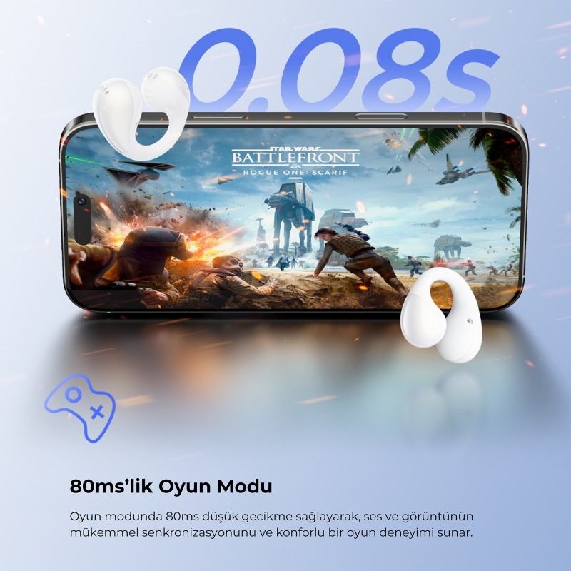 Soundpeats PearlClip Pro Hi-Res LDAC ENC OWS Kablosuz Bluetooth 6.0 Kulaklık Beyaz - 8