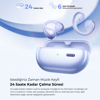 Soundpeats PearlClip Pro Hi-Res LDAC ENC OWS Kablosuz Bluetooth 6.0 Kulaklık Mor - 6