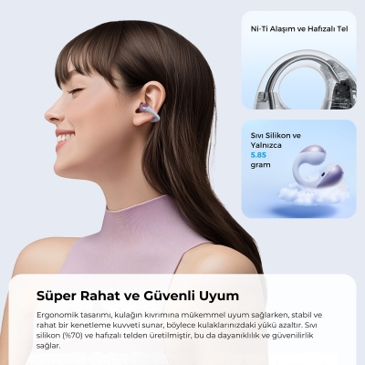 Soundpeats PearlClip Pro Hi-Res LDAC ENC OWS Kablosuz Bluetooth 6.0 Kulaklık Mor - 5
