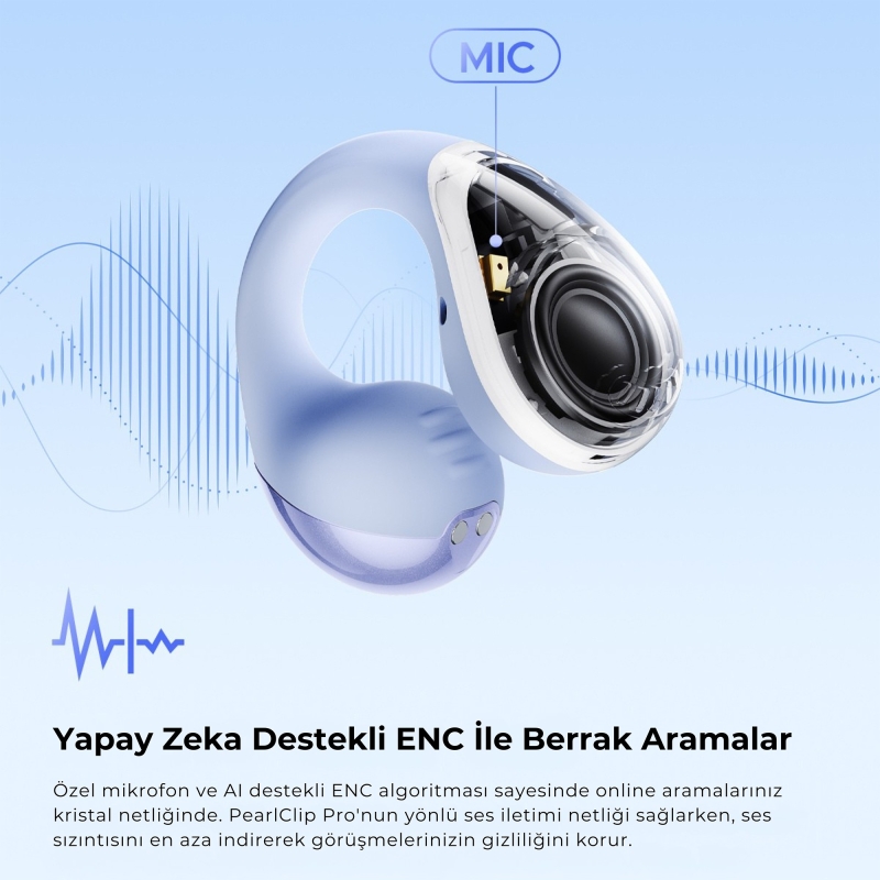 Soundpeats PearlClip Pro Hi-Res LDAC ENC OWS Kablosuz Bluetooth 6.0 Kulaklık Mor - 2