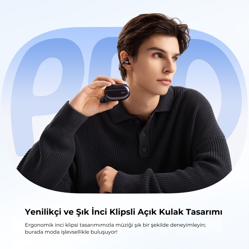 Soundpeats PearlClip Pro Hi-Res LDAC ENC OWS Kablosuz Bluetooth 6.0 Kulaklık Siyah - 9