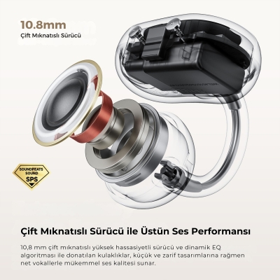 Soundpeats POP Clip Open-Ear ENC OWS Bluetooth 5.4 Kablosuz Kulaklık Beyaz - 6