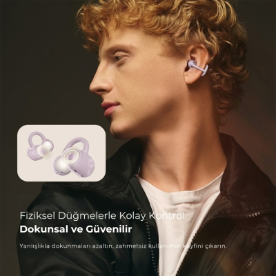 Soundpeats POP Clip Open-Ear ENC OWS Bluetooth 5.4 Kablosuz Kulaklık Mor - 2