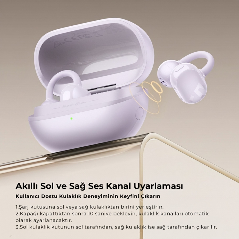 Soundpeats POP Clip Open-Ear ENC OWS Bluetooth 5.4 Kablosuz Kulaklık Mor - 5