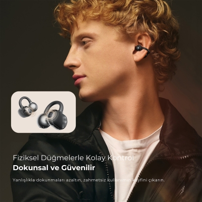 Soundpeats POP Clip Open-Ear ENC OWS Bluetooth 5.4 Kablosuz Kulaklık Siyah - 2