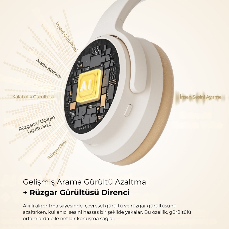 Soundpeats Space Pro Hi-Res LDAC Bluetooth 5.4 TWS Kablosuz Kulak üstü Kulaklık Bej - 8