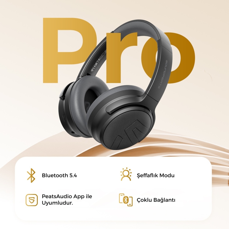 Soundpeats Space Pro Hi-Res LDAC Bluetooth 5.4 TWS Kablosuz Kulak üstü Kulaklık Siyah - 2