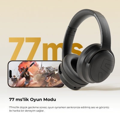 Soundpeats Space Pro Hi-Res LDAC Bluetooth 5.4 TWS Kablosuz Kulak üstü Kulaklık Siyah - 4