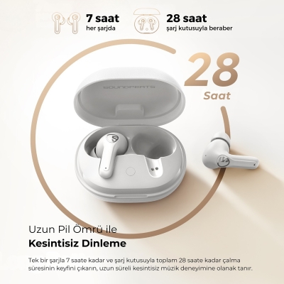 Soundpeats T3 Pro ANC TWS Bluetooth 5.4 Kablosuz Kulak içi Kulaklık Beyaz - 6