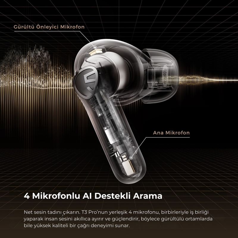 Soundpeats T3 Pro ANC TWS Bluetooth 5.4 Kablosuz Kulak içi Kulaklık Beyaz - 4
