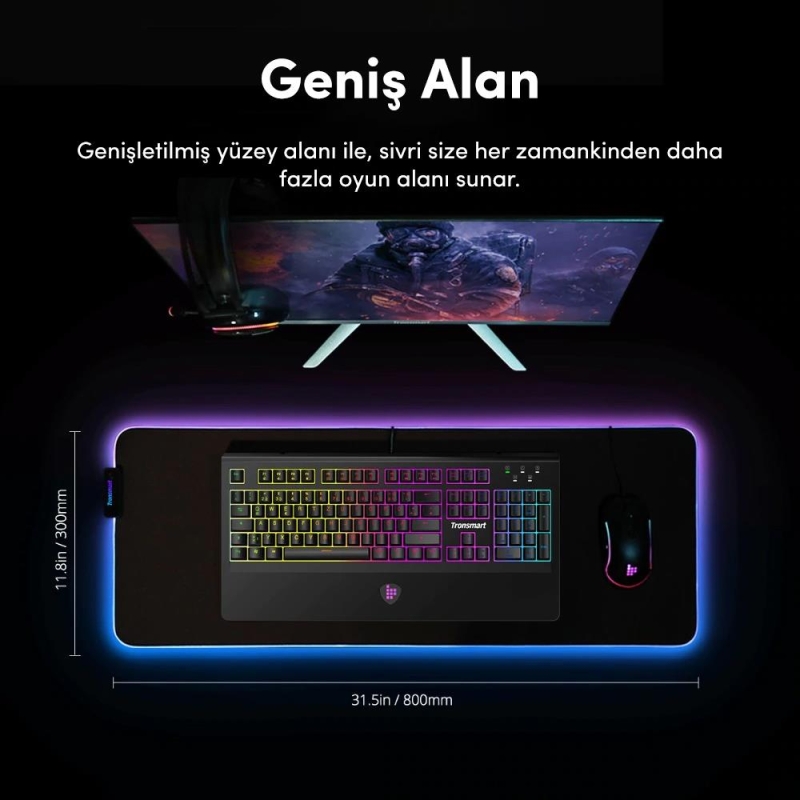 Tronsmart Spire 80x30cm RGB Gaming Oyuncu Mousepad - 5