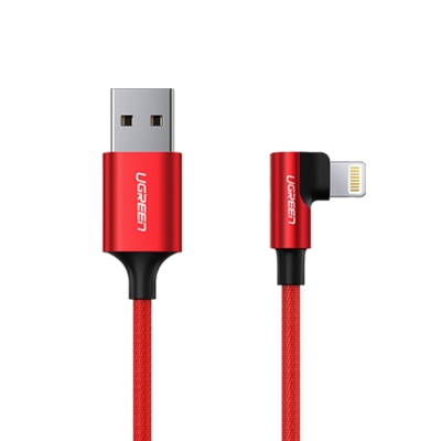 Ugreen 90 Derece Açılı Lightning iPhone Şarj ve Data Kablosu Kırmızı 1 Metre - Ugreen