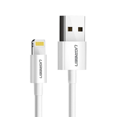 Ugreen iPhone iOS Şarj ve Data Kablosu MFİ Sertifikalı Beyaz 2 Metre - Ugreen