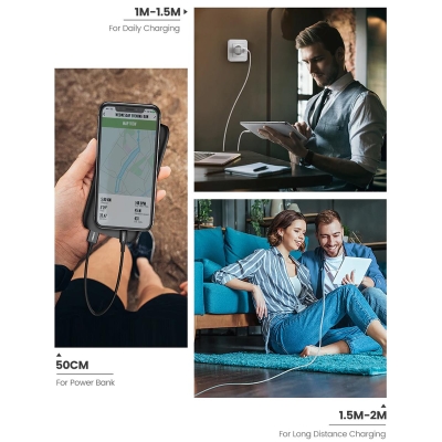 Ugreen iPhone Lightning 2.4A Data ve Şarj Kablosu Siyah 1 Metre - 4