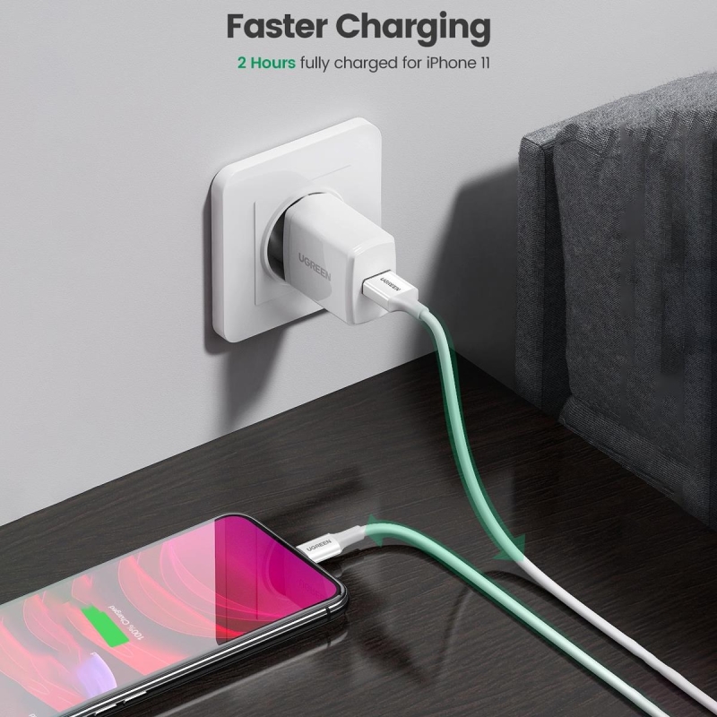 Ugreen iPhone Lightning 2.4A Data ve Şarj Kablosu Siyah 1 Metre - 6