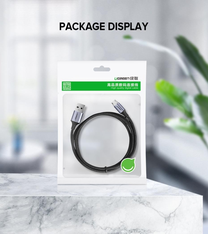Ugreen Micro USB Örgülü Data ve Şarj Kablosu Beyaz 2 Metre - 5