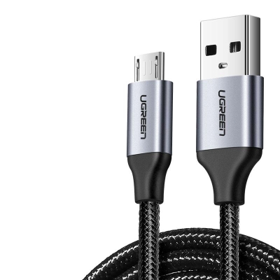 Ugreen Örgülü Micro USB Data ve Şarj Kablosu Siyah 1 Metre - Ugreen