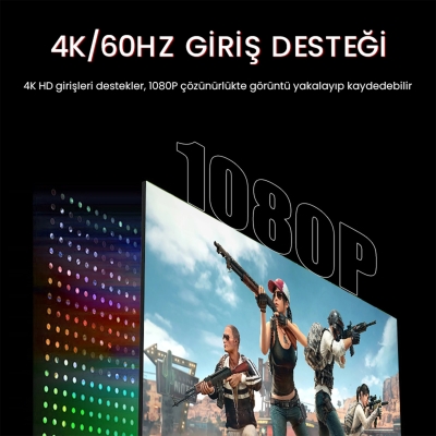 VegGieg 1080P 60Hz HDMI Video Capture Card USB 3.0 ve Type-C Görüntü Yakalama Kartı - 4