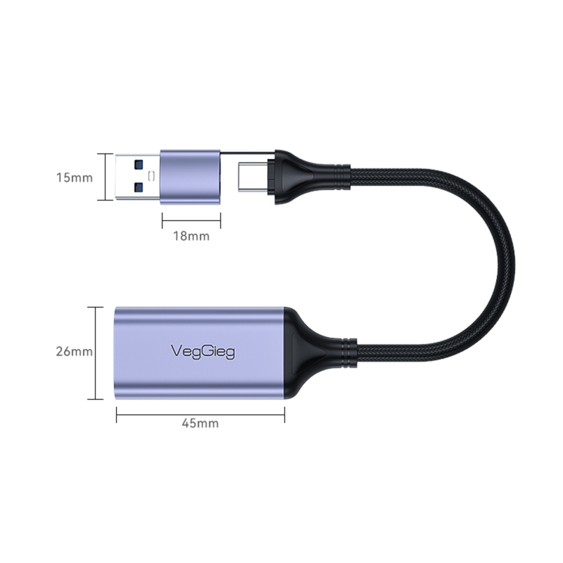 VegGieg 1080P 60Hz HDMI Video Capture Card USB 3.0 ve Type-C Görüntü Yakalama Kartı - 7