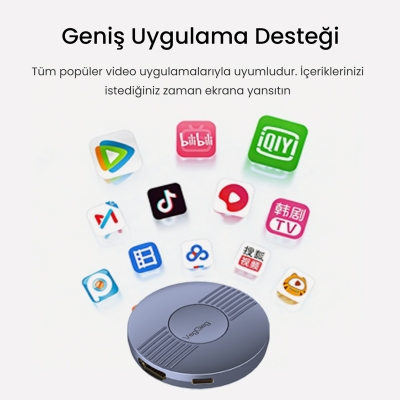 VegGieg 1080P 60Hz Kablosuz HDMI Görüntü ve Ses Aktarıcı Telefon TV Yansıtma Cihazı 2.4GHz & 5GHz Wireless Display Adaptör - 4