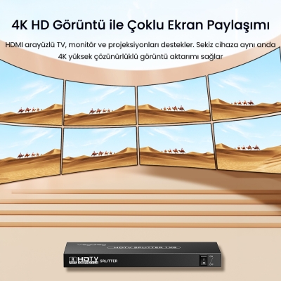 VegGieg 1080P Full HD 1 Giriş 8 Çıkış HDMI Splitter Görüntü Ayırıcı Bölücü Adaptör - 2