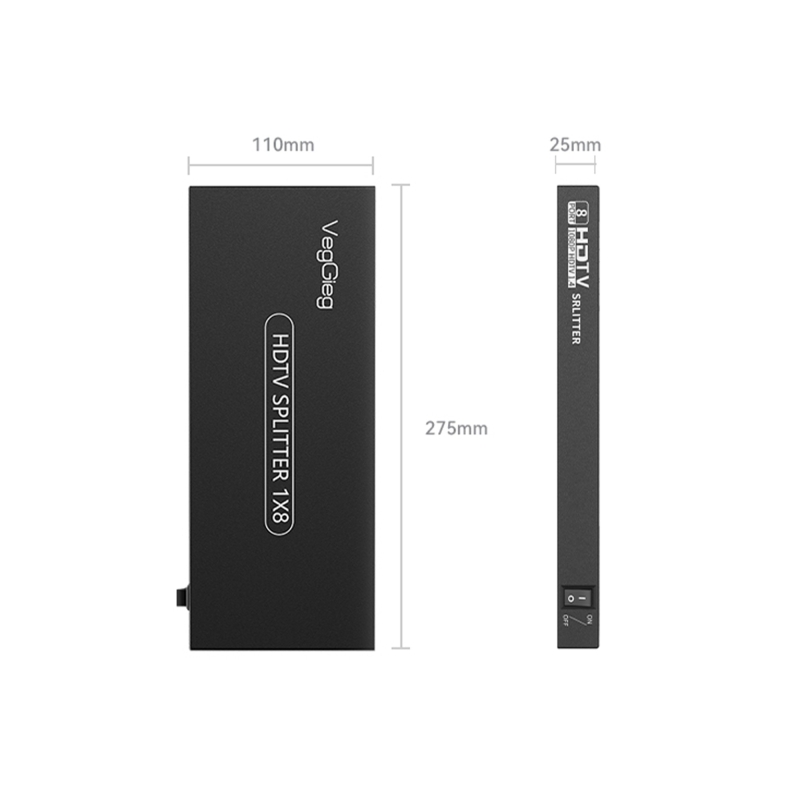 VegGieg 1080P Full HD 1 Giriş 8 Çıkış HDMI Splitter Görüntü Ayırıcı Bölücü Adaptör - 7