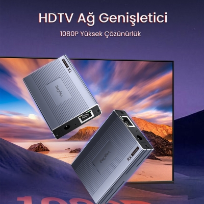 VegGieg 1080P Full HD 60Hz HDMI Extender 120 Metre CAT5E/6 Klavye Mouse HDMI Menzil Genişletici Uzatıcı - 2
