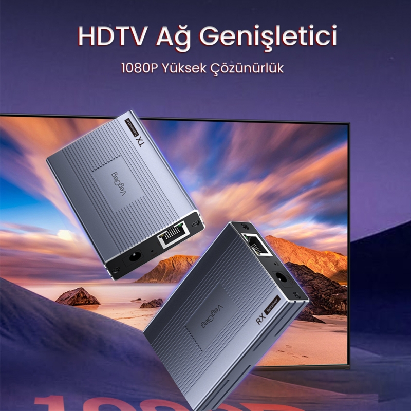 VegGieg 1080P Full HD 60Hz HDMI Extender 120 Metre CAT5E/6 Klavye Mouse HDMI Menzil Genişletici Uzatıcı - 2