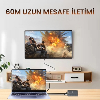 VegGieg 1080P Full HD 60Hz HDMI KVM Extender 60 Metre CAT5E/6 HDMI Menzil Genişletici Uzatıcı - 5