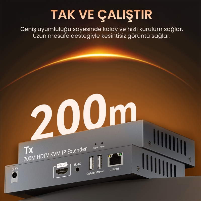 VegGieg 1080P Full HD 60Hz HDMI KVM IP Extender 200 Metre CAT5E/6 HDMI Menzil Genişletici Uzatıcı - 4